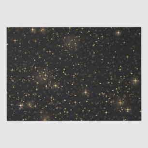 Black Elegant Celestial Starry Gold Stars Design Tissue Paper