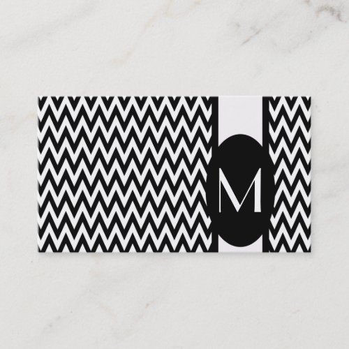Black Elegant Chevron Monogram Business Card