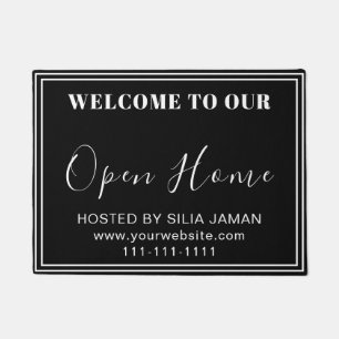 Black Elegant Chic Open House Real Estate Realtor  Doormat