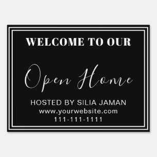 Black Elegant Chic Open House Real Estate Realtor  Sign