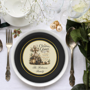 Black Elegant Christmas Christian Faith Paper Plates