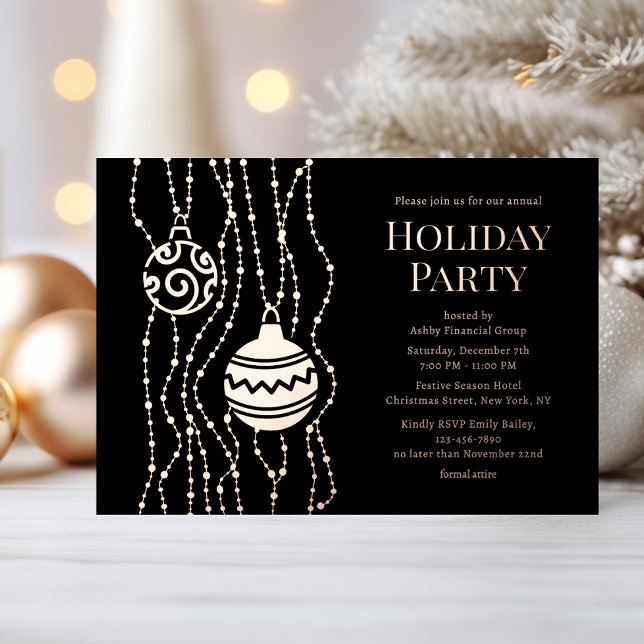 Black Elegant Christmas Party Corporate Holiday Foil Invitation (Creator Uploaded)