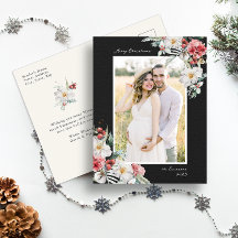 Black Elegant Christmas Photo Holiday Postcard
