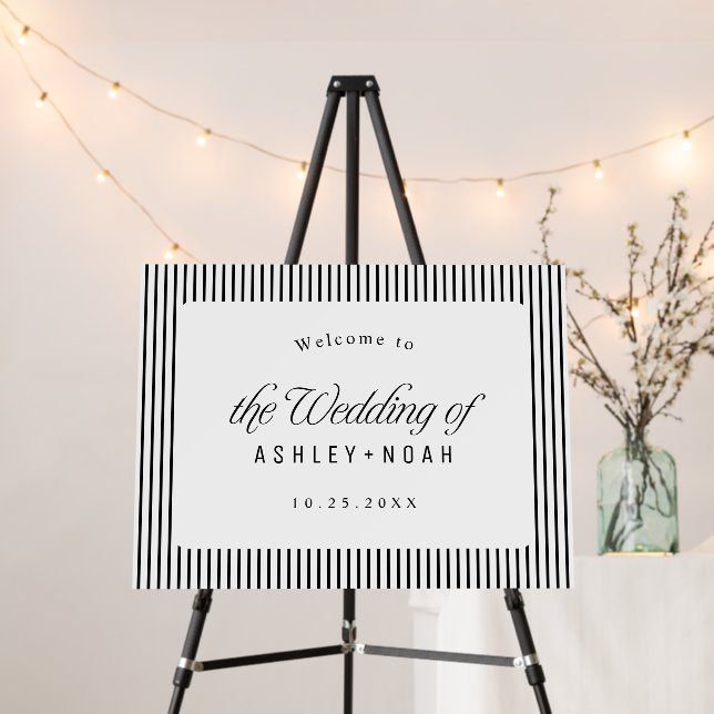 Black Elegant Classy Script Wedding Welcome Sign (In Situ (Stand))