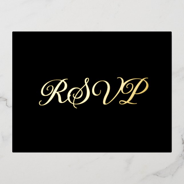 Black Elegant Co-Starring Foil RSVP Card (Front)