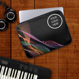 Black elegant colorful wavy logo laptop sleeve