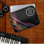 Black elegant colorful wavy logo laptop sleeve<br><div class="desc">A sophisticated and stylish black laptop sleeve, designed with elegant, colorful waves, and featuring a corporate logo. This protective sleeve offers a perfect blend of aesthetics and functionality. Its sleek black exterior is accented by vibrant, colorful waves, creating a visually appealing design. The addition of a corporate logo makes it...</div>