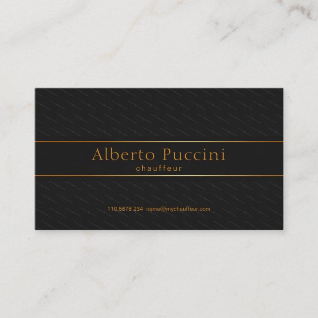 Black Elegant Cubes Gold Line Banner Chauffeur Business Card (Front)