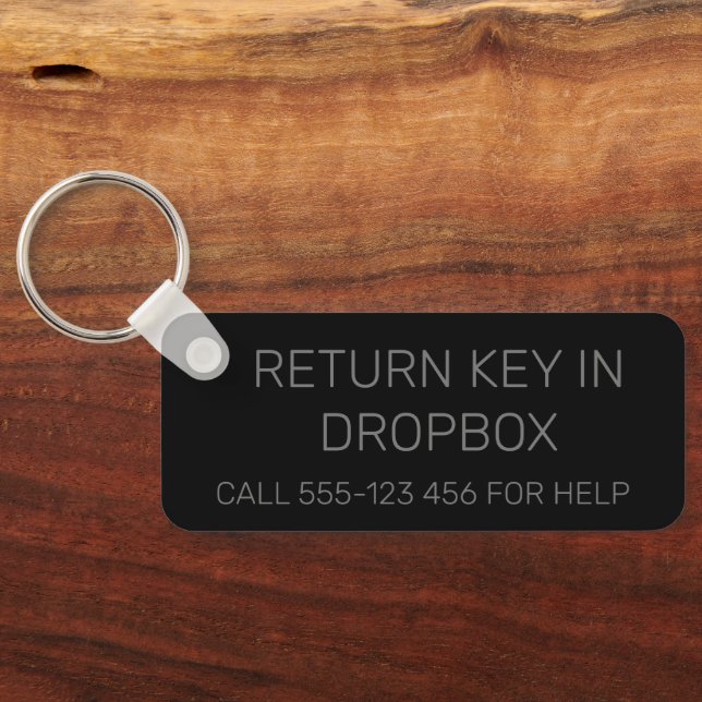 Black Elegant Custom Guest House Room Phone Number Keychain (Back)