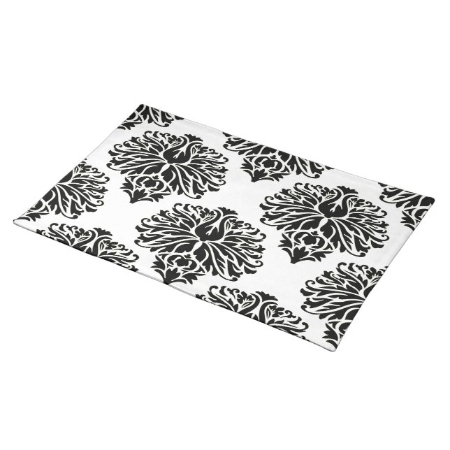 Black Elegant Damask Placemat (On Table)