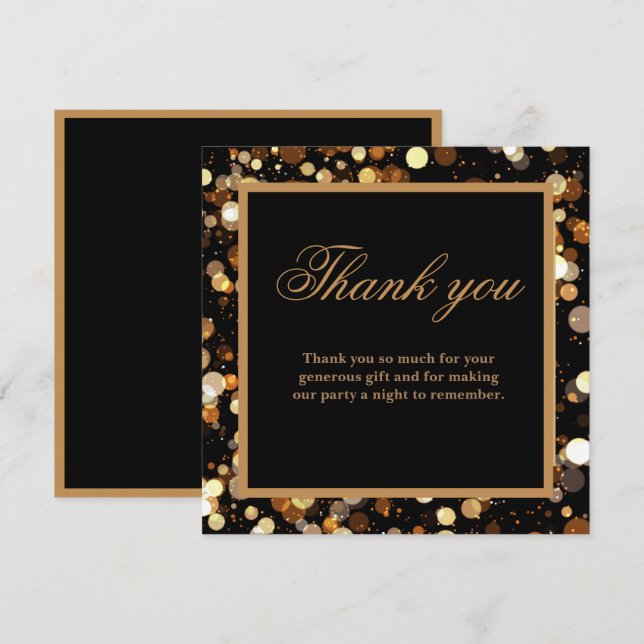 Black Elegant Dual Birthday Soiree  Thank You Card (Front/Back)