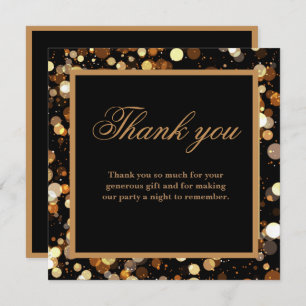 Black Elegant Dual Birthday Soiree Thank You Card