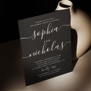 Black Elegant Engagement Party. Modern Calligraphy Invitation
