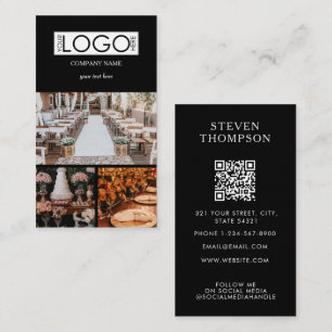 Black Elegant Event Planning Business 3 Photos Card