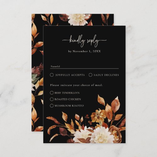 Black Elegant Fall RSVP Card