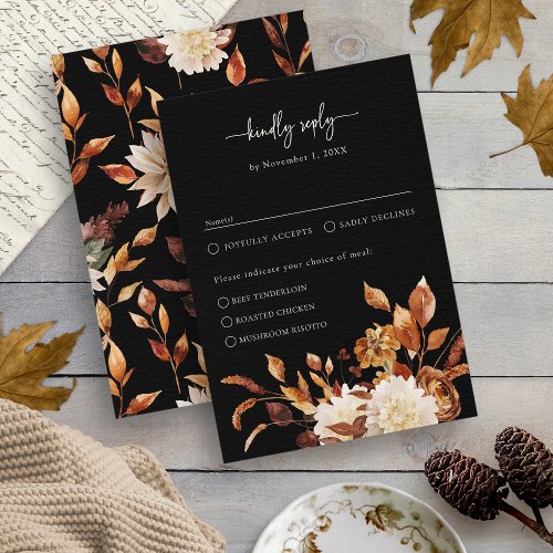 Black Elegant Fall RSVP Card