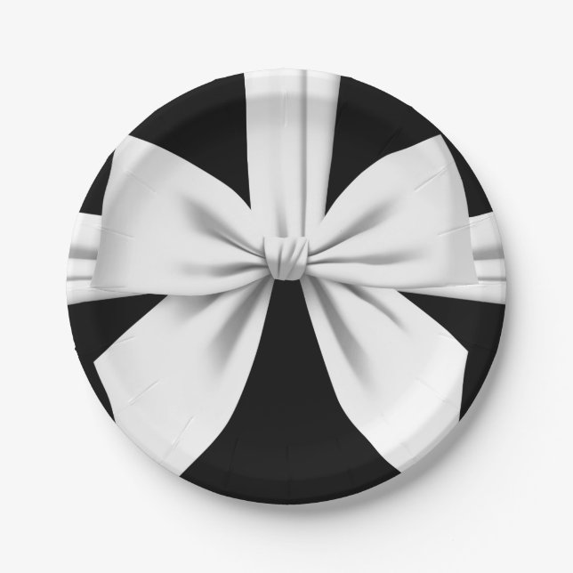 Black Elegant Fancy Tiffany Birthday Tableware Paper Plates (Front)