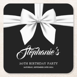 Black Elegant Fancy Tiffany Party Decor Square Paper Coaster