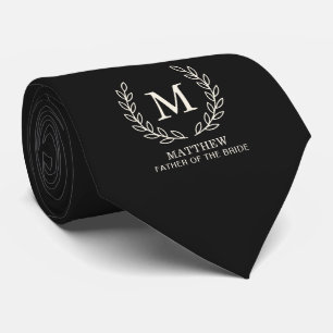 Black Elegant Father of the Bride Initial Wedding Neck Tie