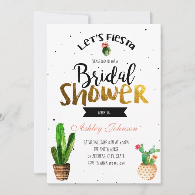 Black elegant fiesta shower card (Front)