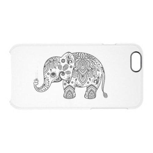 Black Elegant Floral Paisley Elephant Illustration Clear iPhone 66S Case