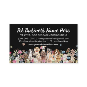 Black Elegant Flowers Dog Trainer Business Card