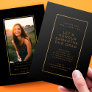 Black Elegant Foil Border Photo University Grad Invitation