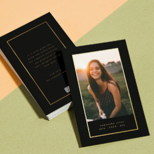 Black Elegant Foil Border Photo University Grad Invitation