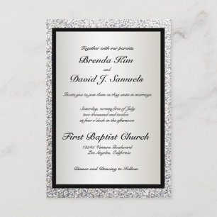 Black Elegant Glitter Wedding Invitation