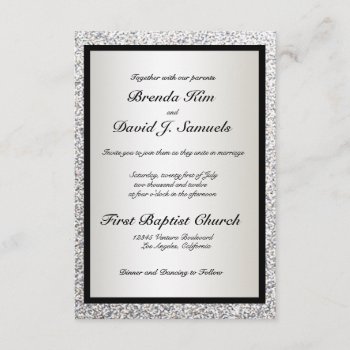 Black Elegant Glitter Wedding Invitation by CleanGreenDesigns at Zazzle