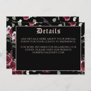 Black Elegant Gothic Bat and Rose Enclosure Card