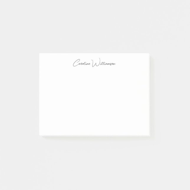 Black Elegant Handwriting Personalized Name Desk Post-it Notes (Front)