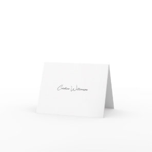 Black Elegant Handwriting Personalized Name Folded Thank You Card