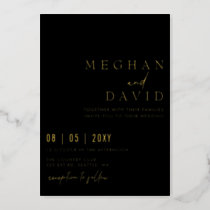 Black Elegant Handwritten Simple Wedding  Foil Invitation