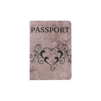 Black Elegant Heart Passport Holder
