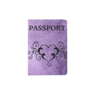 Black Elegant Heart Passport Holder
