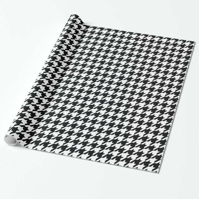 Black Elegant Houndstooth at Emporiomoffa Wrapping Paper (Unrolled)