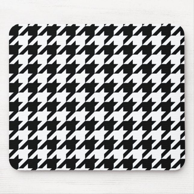 Black Elegant Houndstooth Mouse Pad (Front)