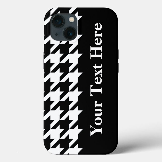 Black Elegant Houndstooth with custom text Case-Mate iPhone Case (Back)