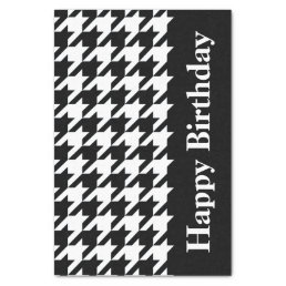Black Elegant Houndstooth with custom text Tissue Paper