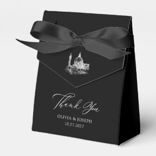 Black Elegant Illustrated Italian Wedding Favor Boxes