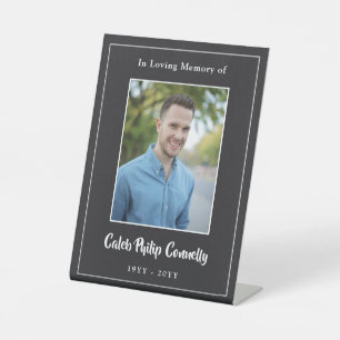 Black Elegant In Loving Memory Photo Pedestal Sign