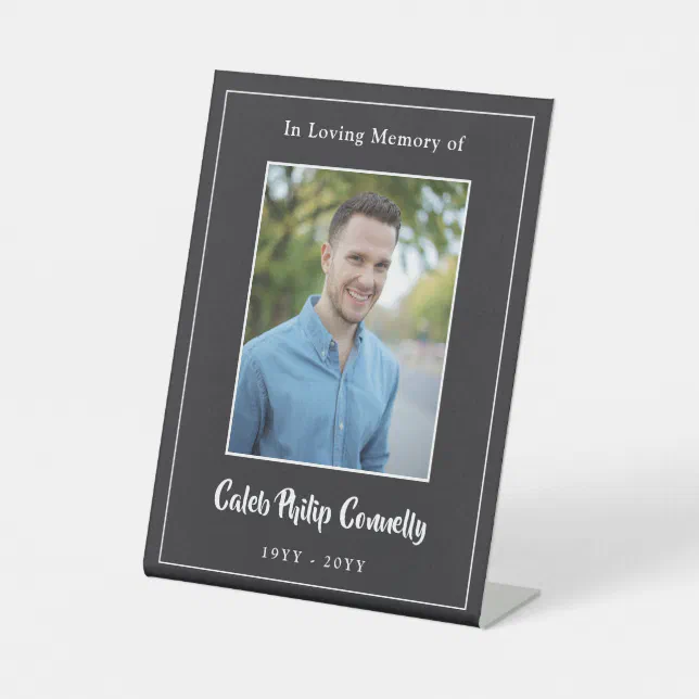 Black Elegant In Loving Memory Photo Pedestal Sign | Zazzle