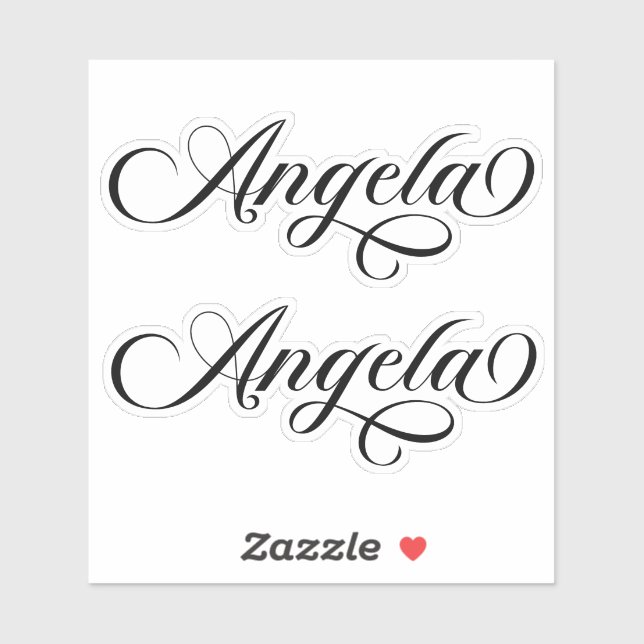 Black Elegant Lettering Angela Sticker (Sheet)