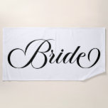 Black Elegant Lettering Bride Beach Towel<br><div class="desc">You can customize all of the colors in this typography design. 
A black modern lettering script text art for the bride. 
Add personalized text to create your own design.</div>