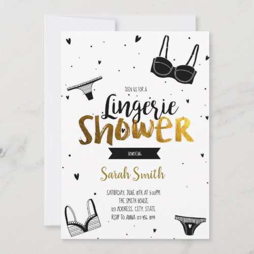Black elegant lingerie shower card