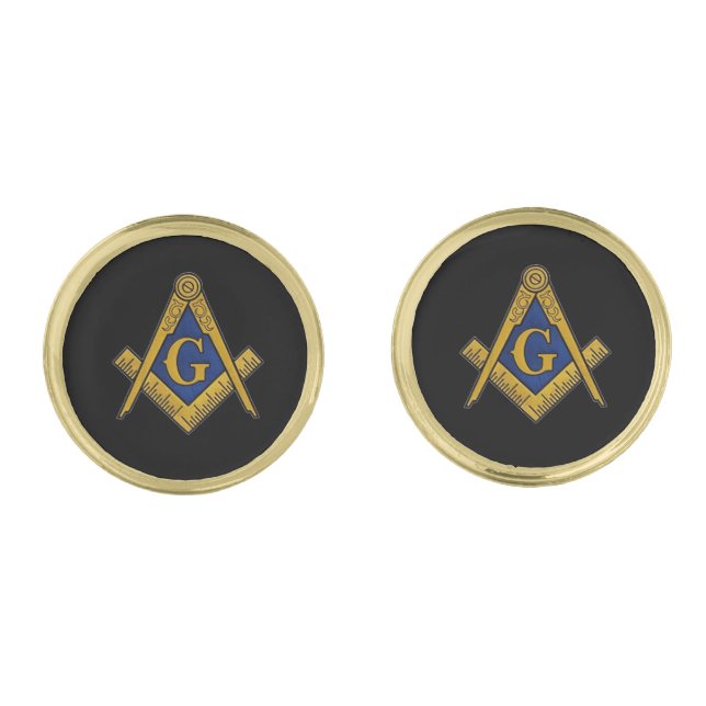 Black Elegant Masonic Freemason Compass Cufflinks (Front)
