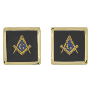 Black Elegant Masonic Freemason Compass Cufflinks