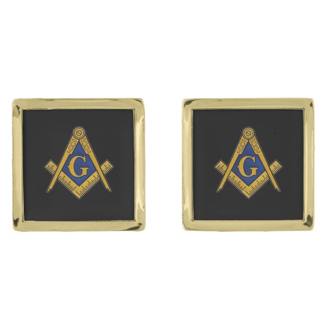 Black Elegant Masonic Freemason Compass Cufflinks (Front)