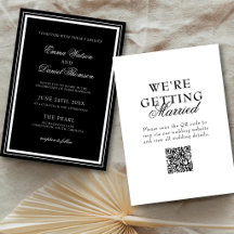 Black Elegant Minimalist Formal QR Code Wedding